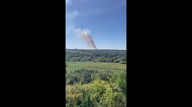 Smoke rising from St Catherine's Hill fire seen from distance in Hampshire