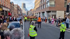 The annual Brazillica parade begins in Liverpool where upto 80000 people line the streets to watch the bands, floats and dancers walk through the streets to the Samba beat.