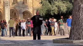 Israeli police stand guard as settlers visit Jerusalem's al-Aqsa mosque compound for Tisha B'Av