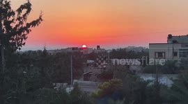 Rockets launched from Gaza intercepted by Israel's Iron Dome as sun sets