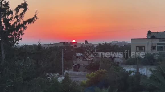 Rockets launched from Gaza intercepted by Israel's Iron Dome as sun sets