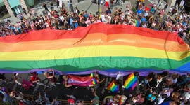Pride parade transforms streets into a sea of colour in Leeds city centre