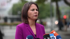 German Minister Of Foreign Affairs Annalena Baerbock  Speaks Outside United Nations In NY, US