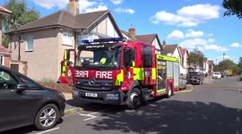 London Fire Brigade working in Feltham after they tackled massive woodland blaze on Hereford Road