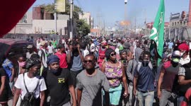 Stockshots: textile workers demonstrate in Port-au-Prince, Haiti