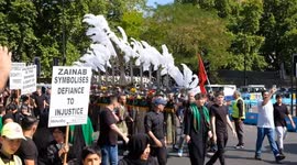 Hundreds of Shia muslims commemorate death of Prophet Mohammed's grandson in annual London Ashura procession