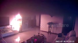 Fire bursts out of fish tank and chars home's interior in China