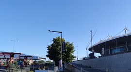 Paris Olympic Games 2024: installation of the amazing footbridge linking the Olympic Aquatic Center and the Stade de France in Saint-Denis. 9 aug 2022. The operation, scheduled for August 2022, demonstrates the progress of the Olympic project led by the M