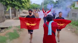 Locals hold anti-junta protest on anniversary of historic 8888 People's Uprising in Myanmar