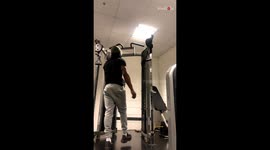 'Man superhumanly raises gym ceiling while doing pull-ups
'