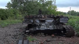 Destroyed Russian military equipment seen after liberation of villages in Kharkiv region