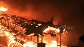 Fire ravages 900-year-old wooden bridge in Fujian, China