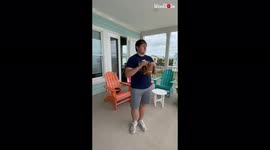 Unbelievable football catch at the beach