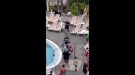 Hilarious moment tourists mob sun loungers in Tenerife