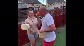Tortilla wrap challenge between father and daughter ends in hilarious fail