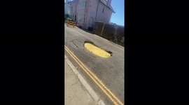 Sinkhole opens up after road collapses in Seaford