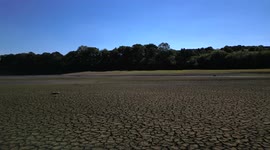 Yorkshire drought drone footage over North Yorkshire reservoir.