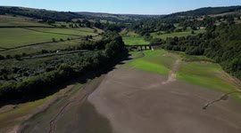 Drone view of drought conditions in North Yorkshire. North Yorkshire, UK.
