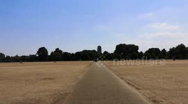 UK DROUGHT: Hyde Park looks like desert on one of the hottest days of the year.