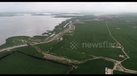 Drone Footage Of Urat Front Banner Lake In Inner Mongolia, China