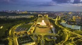 Aerial Footage Of Nanning Convention and Exhibition Center in Nanning, China