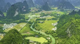 Beautiful Drone Footage Of Mingshi Idyllic Scenery In Guangxi, China