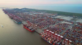 Drone footage of Shanghai Port, China