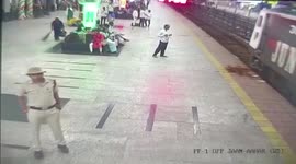 Vigilant cop saves man falling while getting off train in western India
