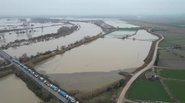 DESBORDAMIENTO DEL RIO EBRO A SU PASO POR LA LOCALIDAD DE PINA DE EBRO (ZARAGOZA-ESPAÑA)
