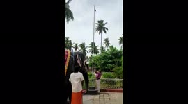 An elephant in South India salutes the national flag with its trunk as India celebrates its 75 th Independence day.