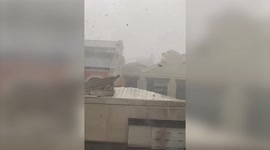 Dramatic footage shows moment roof is ripped from Paris building amid thunderstorms