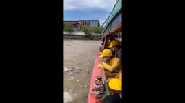 Thousands of fish swim along the boats to receive food from tourist