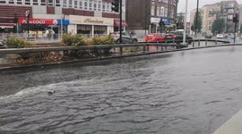 Flooded roads in East London after weather alerts issued in 10 boroughs