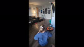 Hungry 1 y/o baby gets excited as mom 'drops 'em out'
