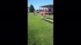 '3 y/o doesn't know how to use a water slide and ends up going down face-first! 
'