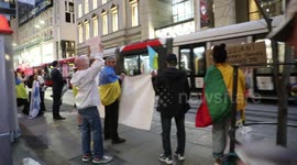 Ukrainians and supporters protest again at Atlassian office in Sydney as they continue to do business in Russia