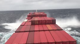 Ship sailing through the harsh waves of the Northern Atlantic seas.