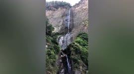 Waterfall's flow greatly reduced by drought in southern China
