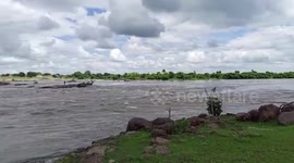 Youth gets stranded in the middle of river after getting washed away, in central India