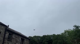 Low-flying American F-15 fighter jets pass over Cornwall, UK