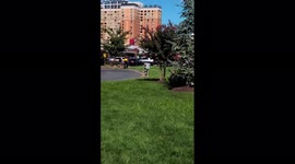 Emergency services with loud sirens respond to shooting at mall in Hyattsville, US