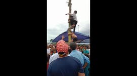 Extremely funny banana tree climbing contest of Vietnamese people