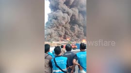 Aluminum foil factory catches fire in Indonesia
