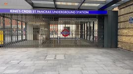 Closed King’s Cross St Pancras Station as tube strike hits London