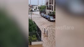 Storm washes away wheelie bins during powerful storms in France