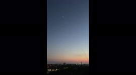 Russian air defence missiles streak into the sky above Yevpatoriya in Crimea