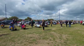 Redcar scooters gathering by the beach North Yorkshire UK
