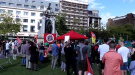 Protest in solidarity with UK rail strike held at Manchester Piccadilly Gardens
