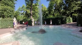 People are enjoying Summer Garden during hot weather in St Petersburg, Russia