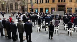Minute's silence for Australian dead on Vietnam Veterans' Day at the Cenotaph in Sydney